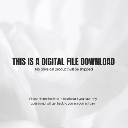 Text on a white background indicating a digital file download with no physical product shipped.