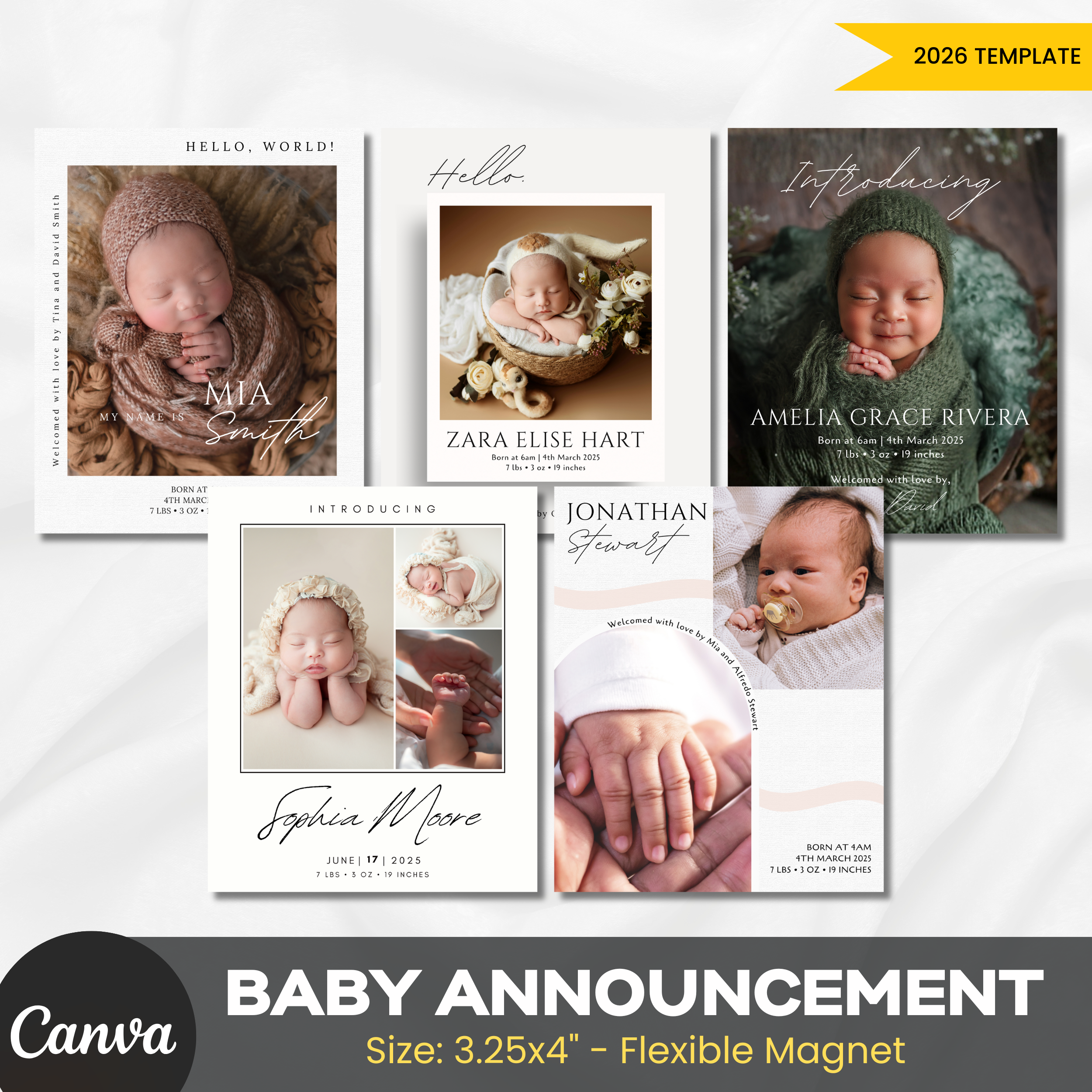 Baby Announcement Templates – Sweet Arrival Collection (3.25x4