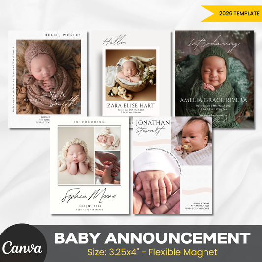 Baby Announcement Templates – Sweet Arrival Collection (3.25x4")