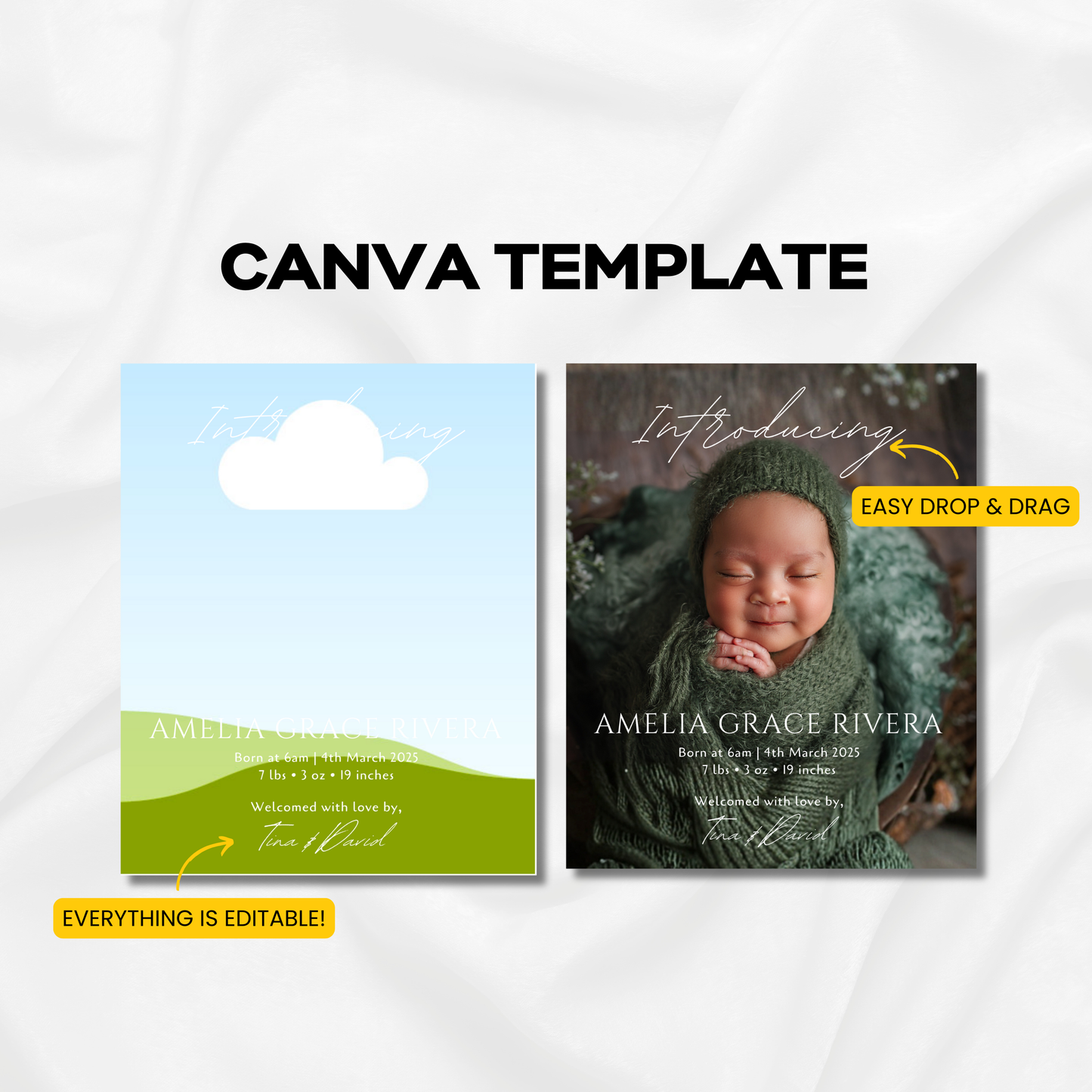 Baby Announcement Templates – Sweet Arrival Collection (3.25x4")