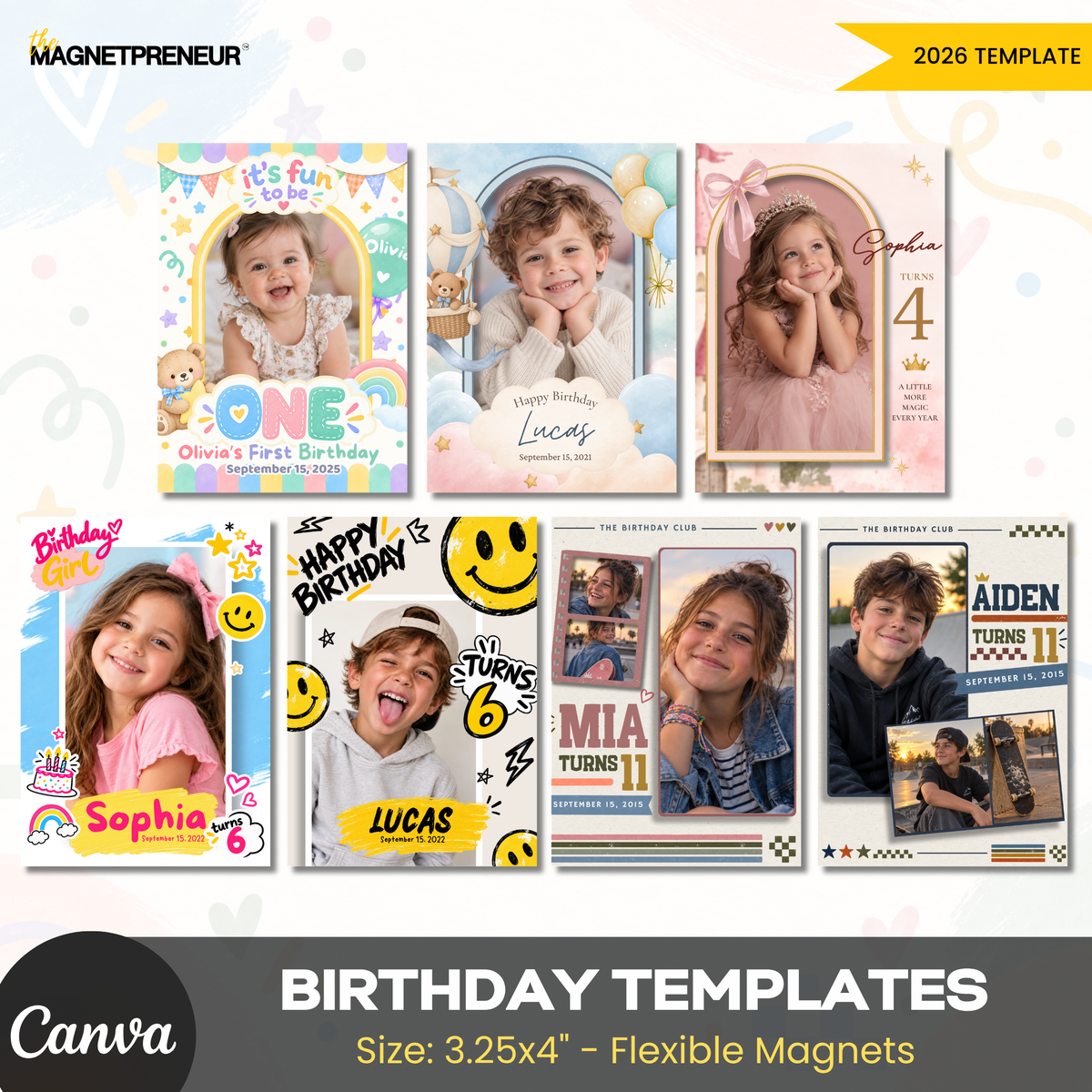 Birthday Templates – Growing Up Collection (Photo Magnet)