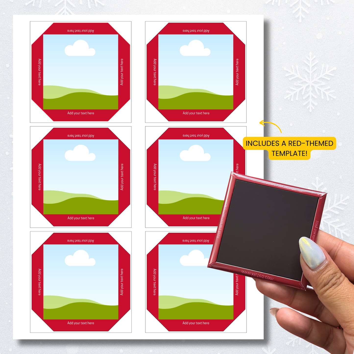 Custom Christmas & Holiday Magnet Design Bundle | Canva Digital Template - 63.5x63.5MM (2.5x2x.5")