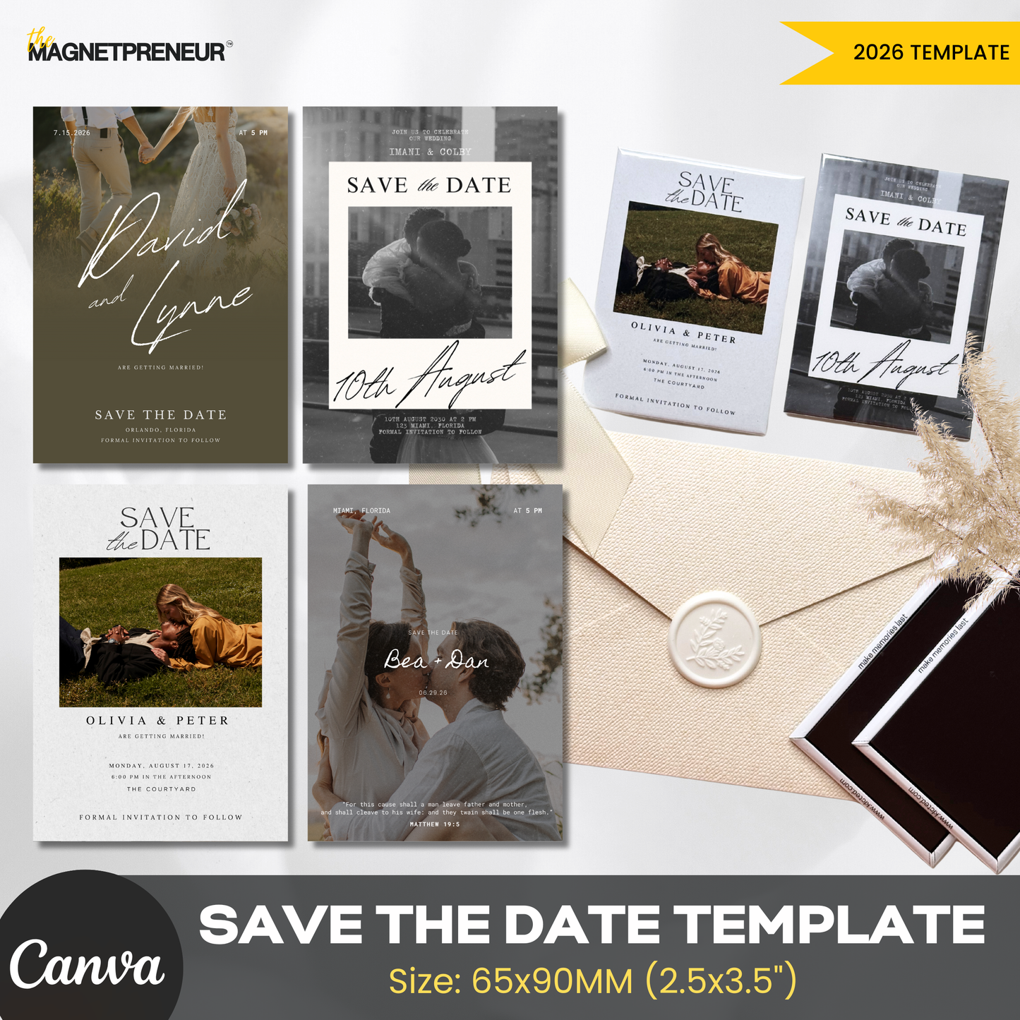 Save the Date Templates – Modern Romance Collection (65x90MM)