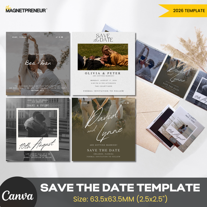 Save the Date Templates – Modern Romance Collection (63.5x63.5MM)