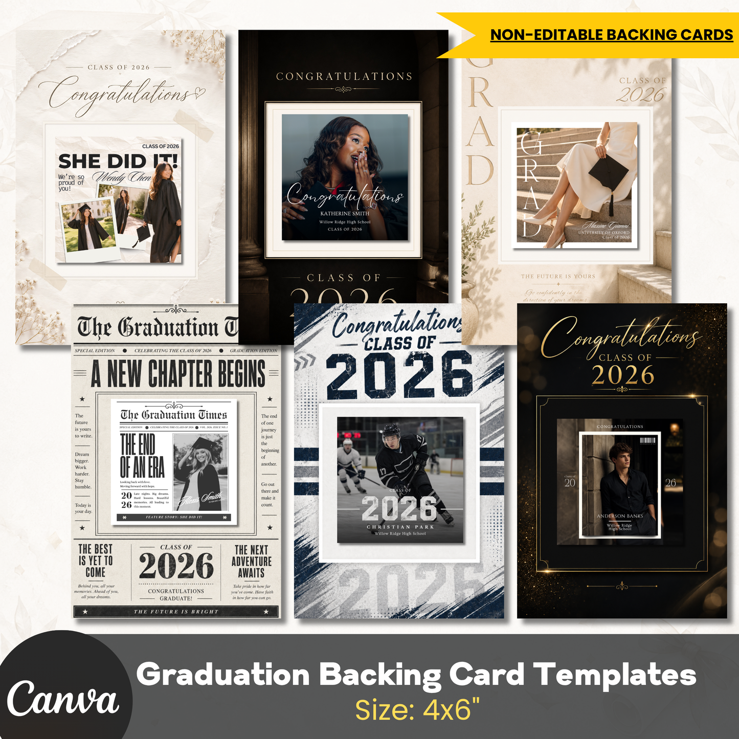 Graduation Card Backing Bundle - 4x6" (Non-Editable)
