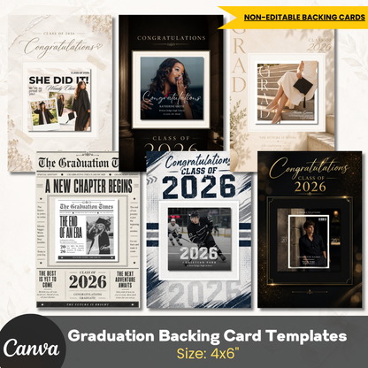 Graduation Card Backing Bundle - 4x6" (Non-Editable)