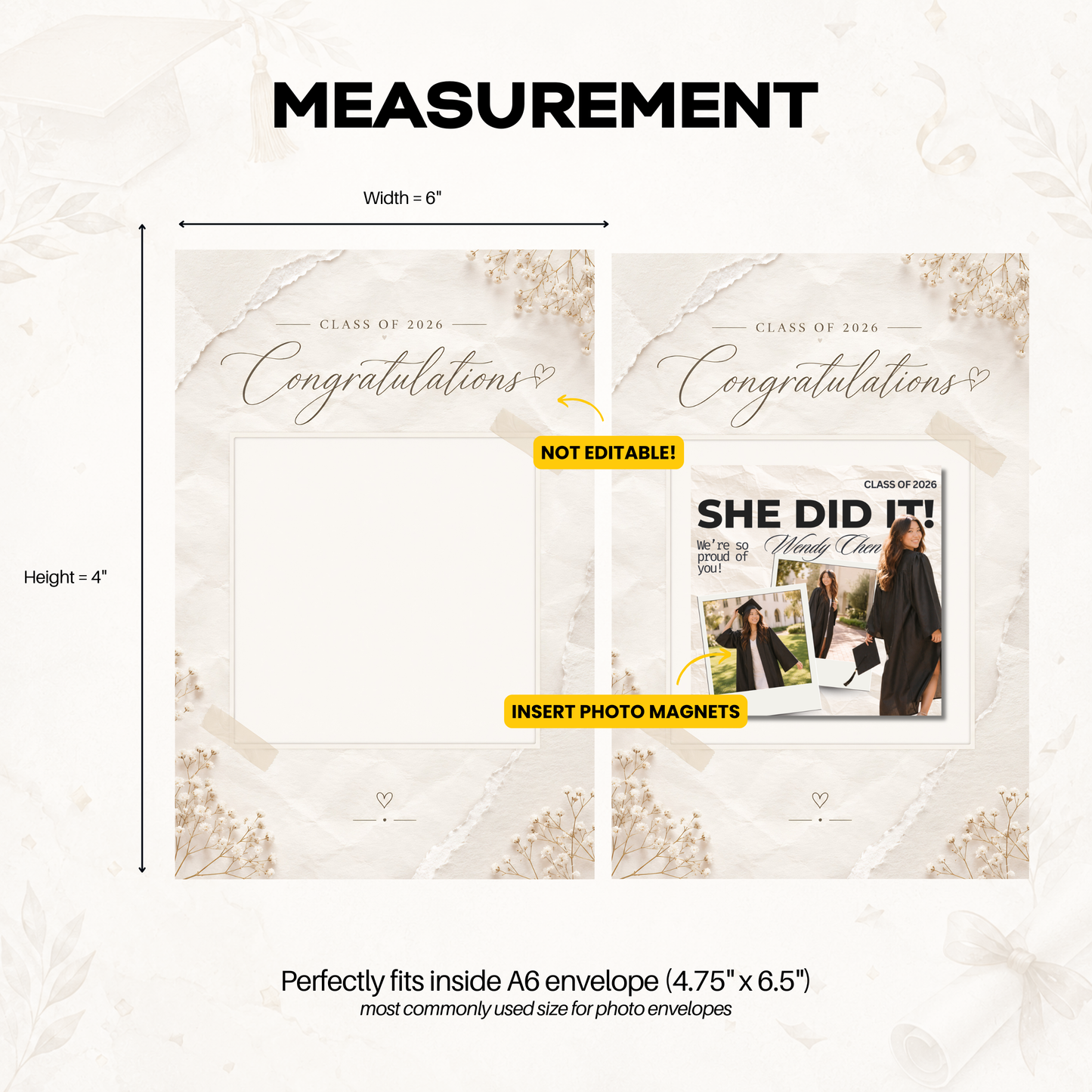 Graduation Card Backing Bundle - 4x6" (Non-Editable)