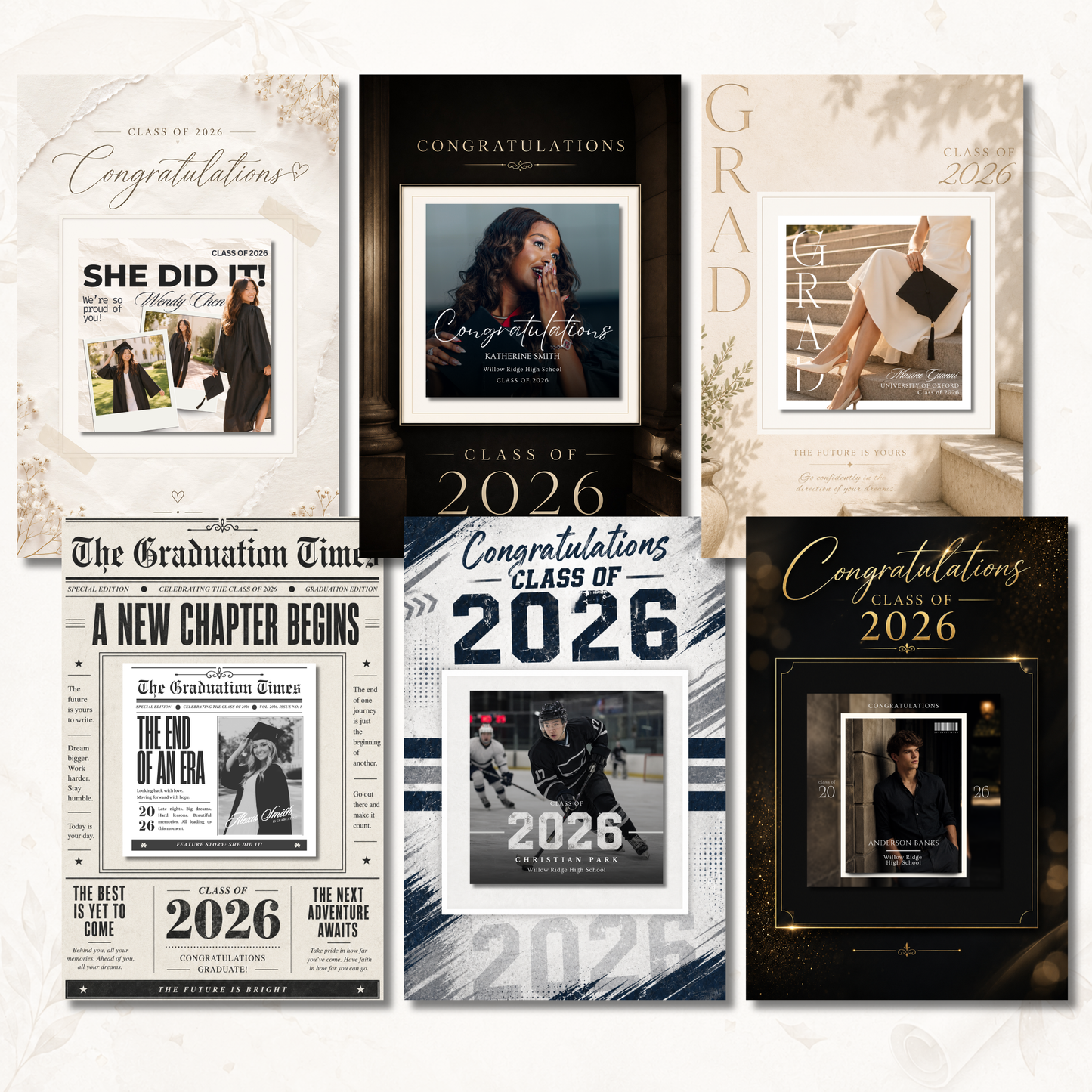 Graduation Card Backing Bundle - 4x6" (Non-Editable)