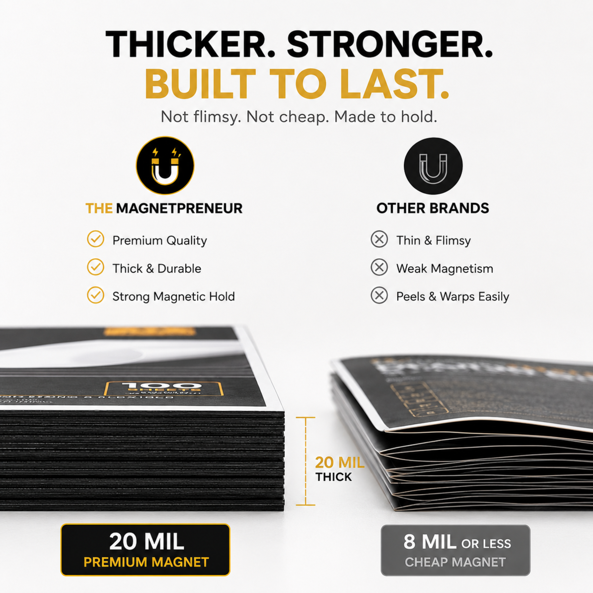 Premium Flexible Magnetic Sheets (100PCS)