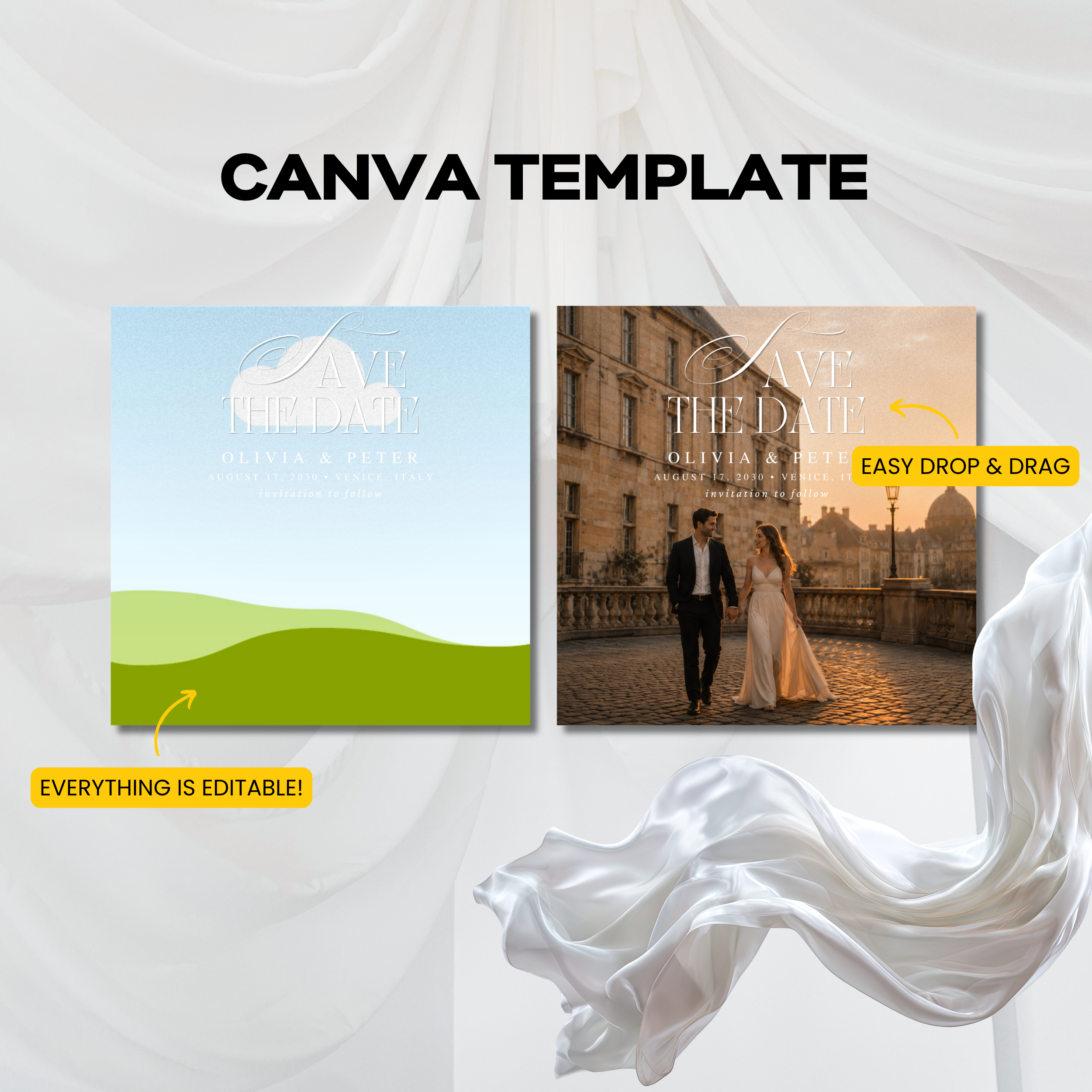 Save the Date Templates – Heritage Wedding Collection (63.5x63.5MM)