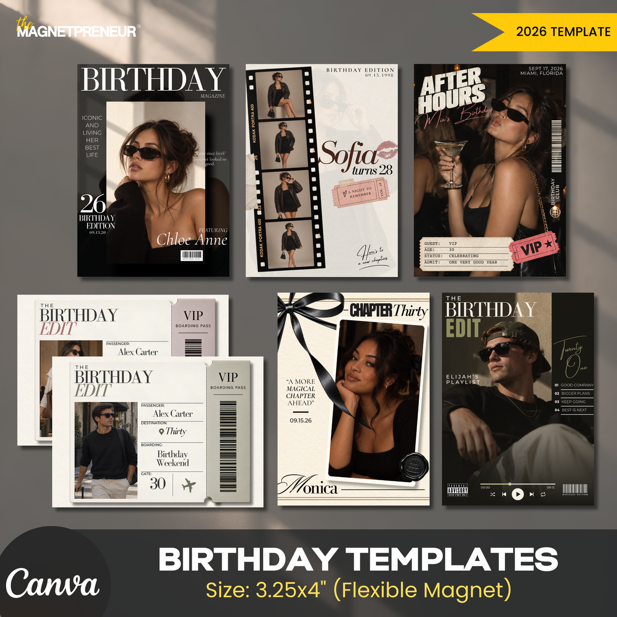 Birthday Templates – Editorial Collection (Photo Magnet)