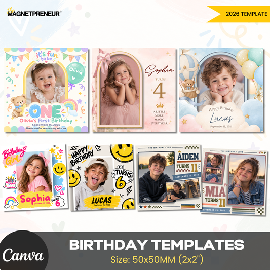 Birthday Templates – Growing Up Collection (Photo Magnet)