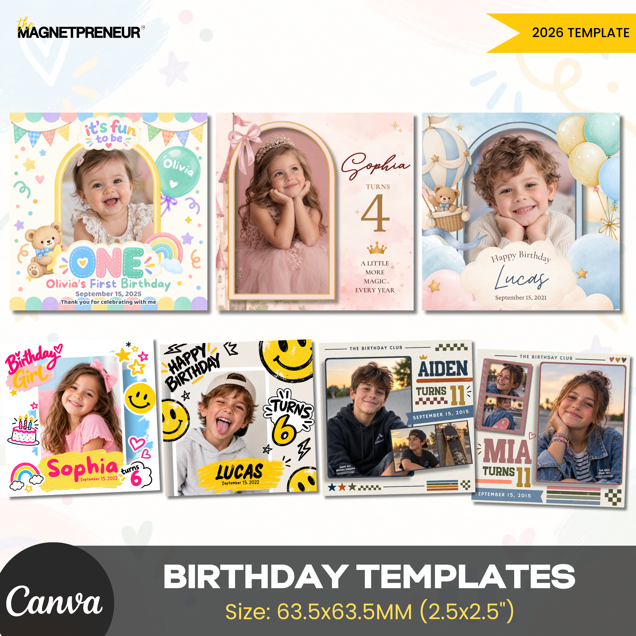 Birthday Templates – Growing Up Collection (Photo Magnet)