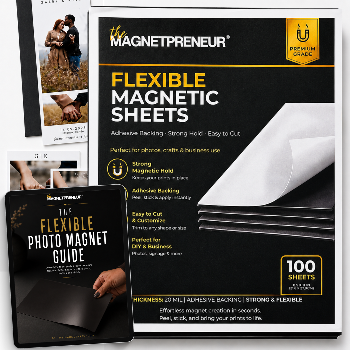 Premium Flexible Magnetic Sheets (100PCS)