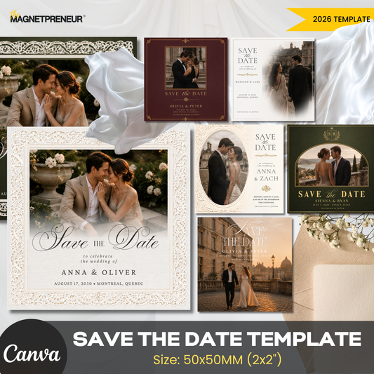 Save the Date Templates – Heritage Wedding Collection (50x50MM)