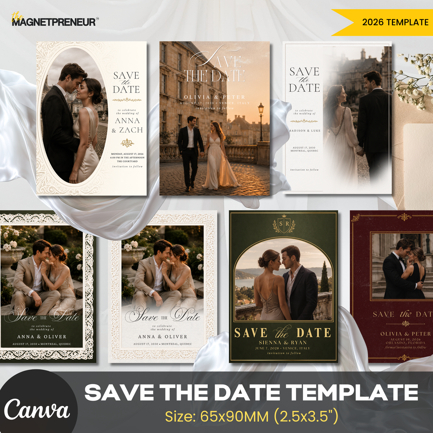 Save the Date Templates – Heritage Wedding Collection (65x90MM)