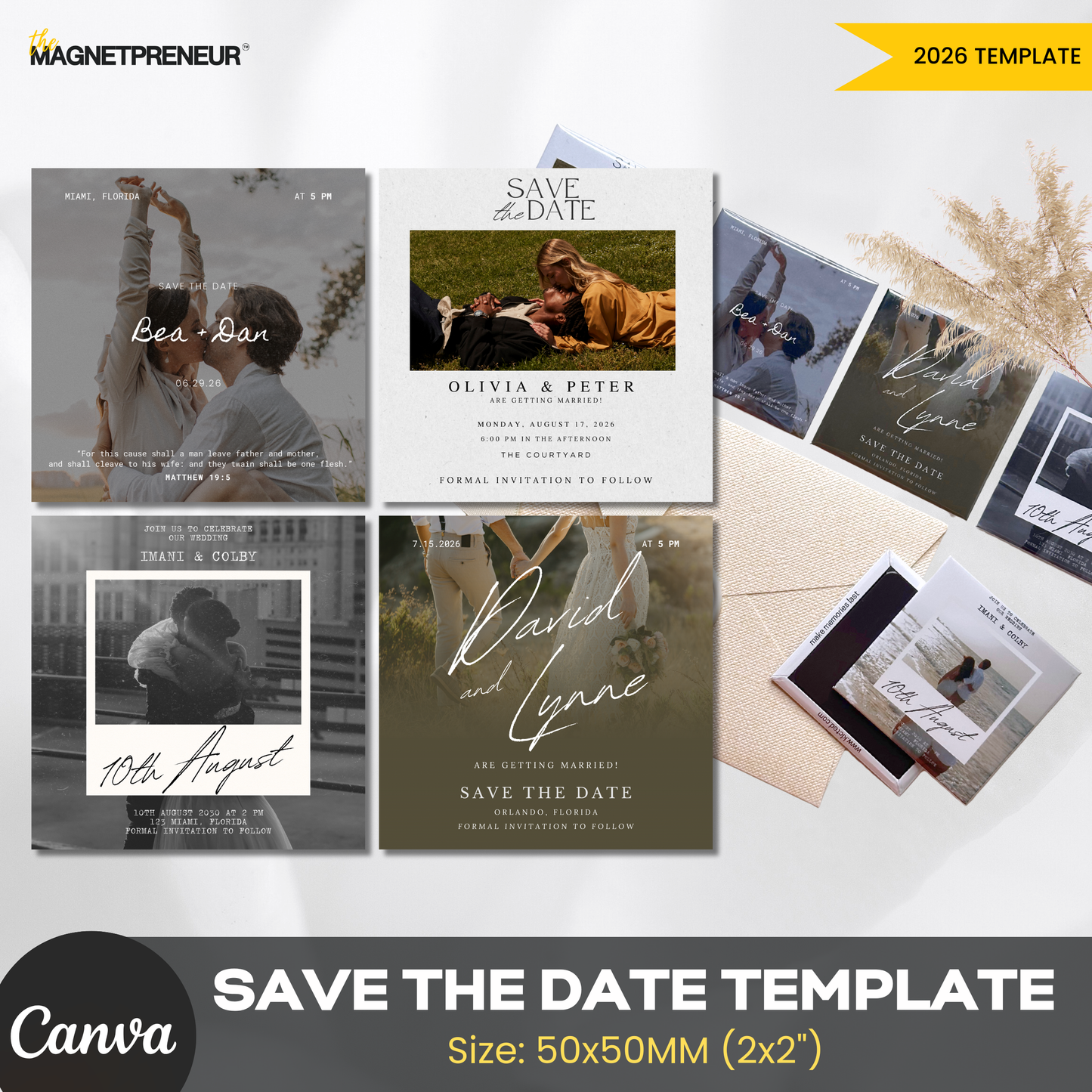 Save the Date Templates – Modern Romance Collection (50x50MM)