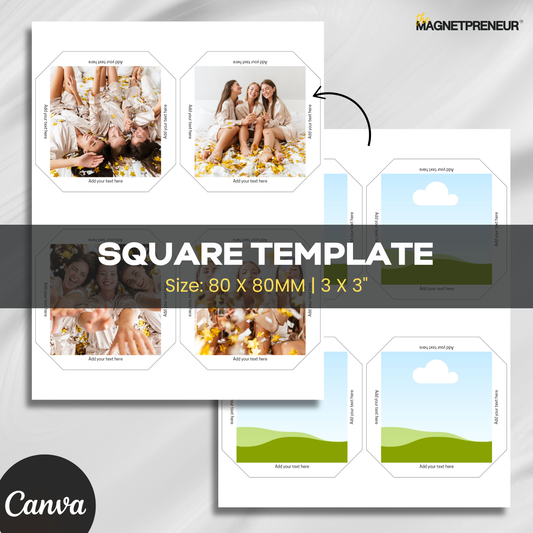 Square Photo Magnet Template | 80 X 80MM / 3 X 3" - US Letter Size