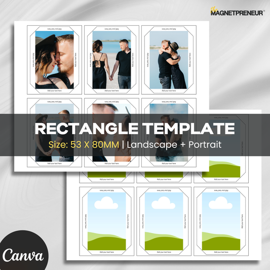 Rectangle Photo Magnet Template | 53 X 80MM - US Letter Size