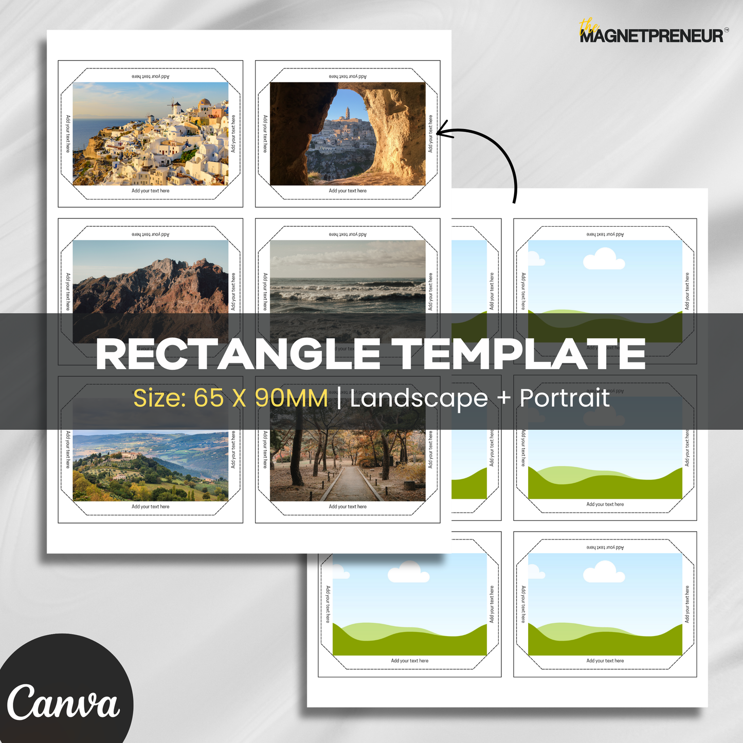 Rectangle Photo Magnet Template | 65 X 90MM - US Letter Size